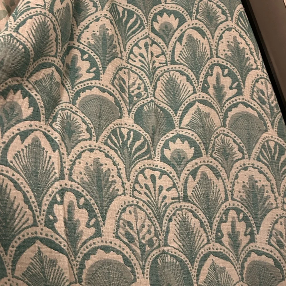 SUCCULENTS Teal Green Ecru White Loom Weave Organic Cotton 2 Side New With Tag